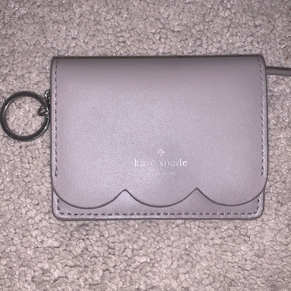 Leather Slate Gray Kate Spade Scallop Mini Wallet